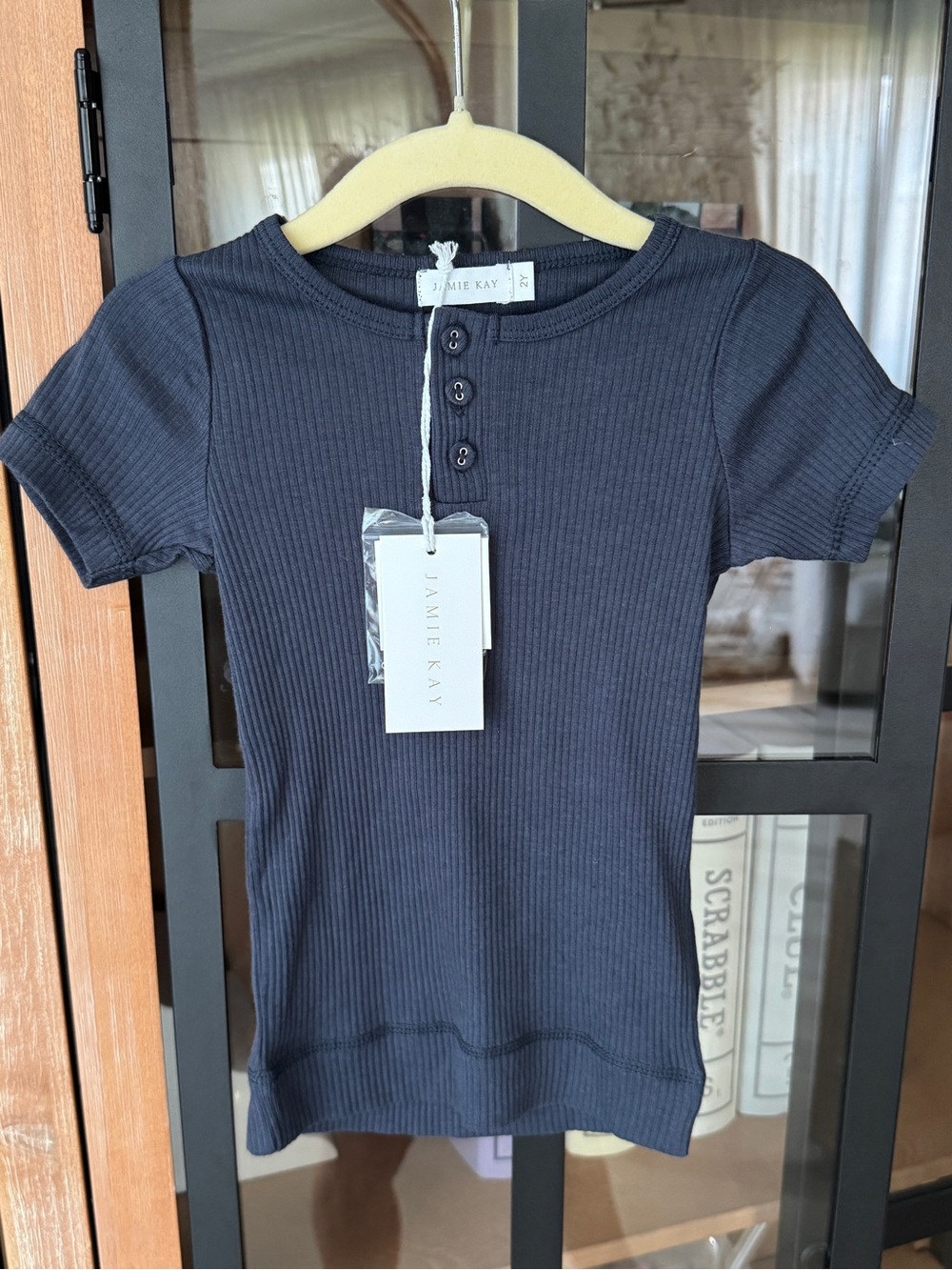NWT Jamie Kay short sleeve navy Organic Cotton Modal Henley Tee eclipse toddler